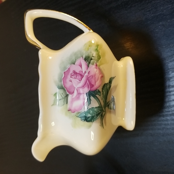 Gold trimmed Rose Creamer and Sugar - Picture 6 of 13